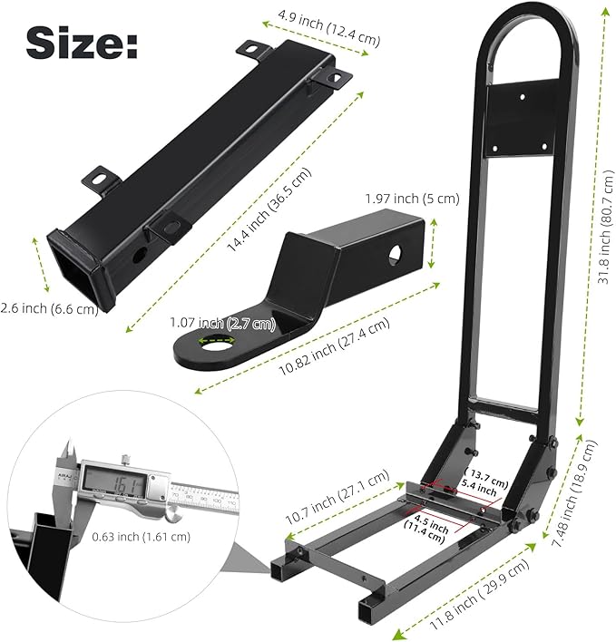 Roykaw Golf Cart Rear Seat Grab Bar & Trailer Hitch with Receiver Assembly Universal Compatible with EZGO Club Car Yamaha, Convenient to Tow and Easy to Instal