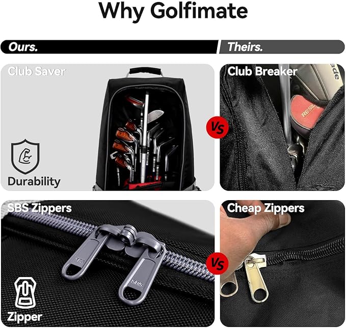 Golf Travel Bag with Wheels, Soft-Sided 1680D Oxford Golf Club Travel Cover Case for Car Trips & Short Travel, Thick Padded Protection, Large Storage Pocket for Shoes & Accessories, Easy to Maneuver