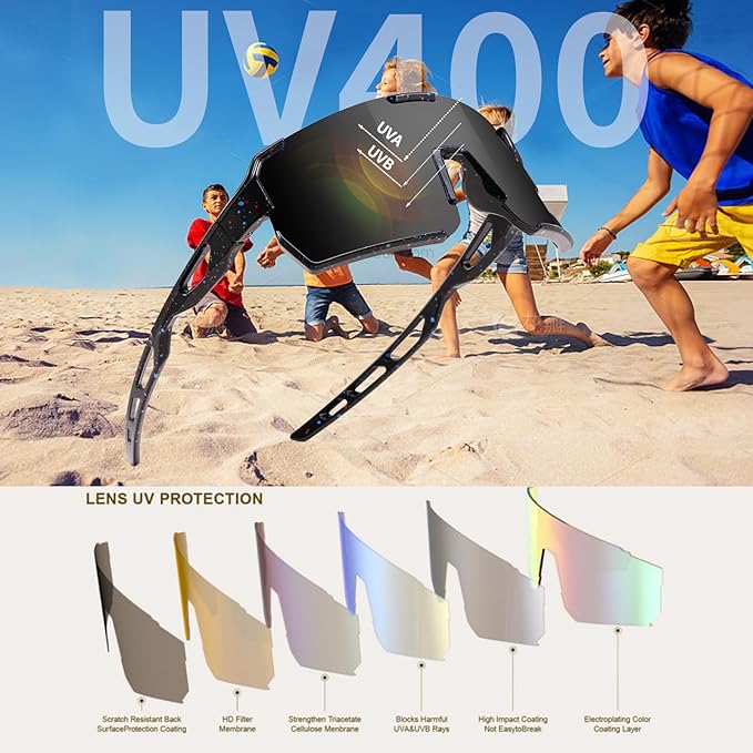 YDAOWKN Kids Sunglasses Youth Baseball Sunglasses Boys Girls Softball Cycling UV400 Protection Sports Goggles