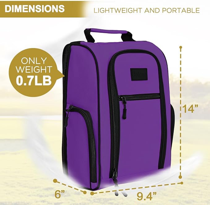 Goloni Golf Shoe Bag for Men Women, Ventilated Golf Shoe Bag with Side Pockets, Lightweight Portable Golf Shoe Carrier for Golf Shoes, Tees, Balls & Accessories,Purple