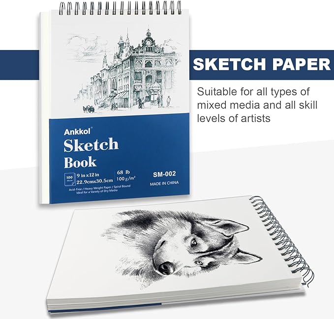 9" x 12" Sketch Book Set, Drawing Paper Pad, Double-Sided Hardcover Sketchbook - Image 2