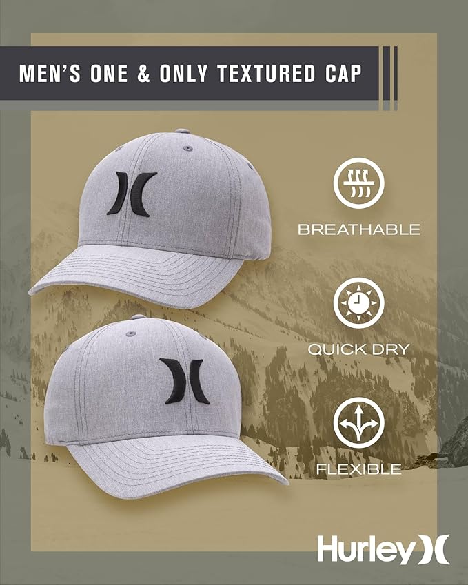 Hurley Men's Caps - One & Only Flexfit Baseball Cap - Fitted Hats for Men (S-XL)