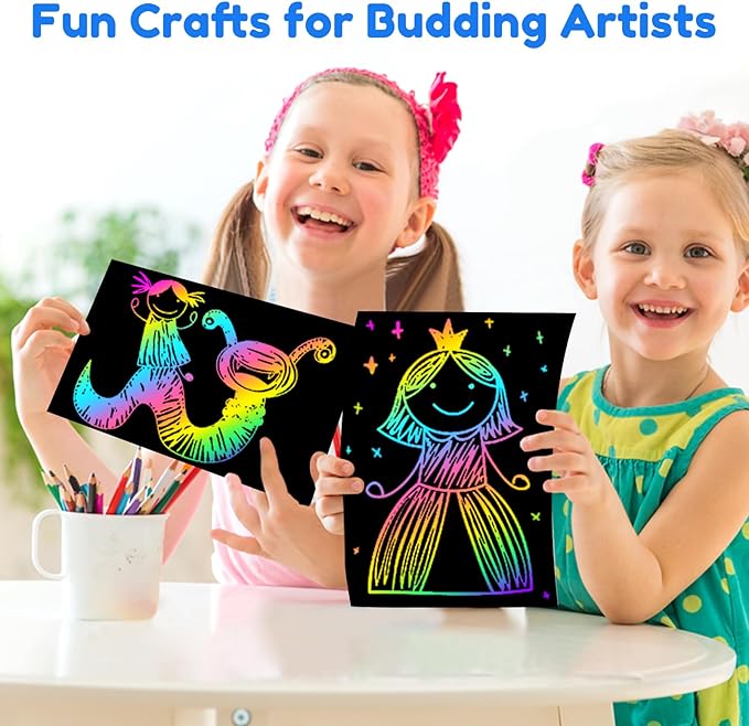 ZMLM Scratch Art Crafts Boys Gifts, 60 Rainbow Scratch Paper Art Gifts - Image 3