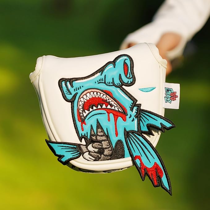 Big Crazy Golf Head Covers, Golf Club Covers Funny, Driver Headcovers, Golf Club Covers, Fairway Woods Head Covers, Hybrids Headcover, Putter Cover with Soft Lining for Golf Gift Hammerhead Sharks