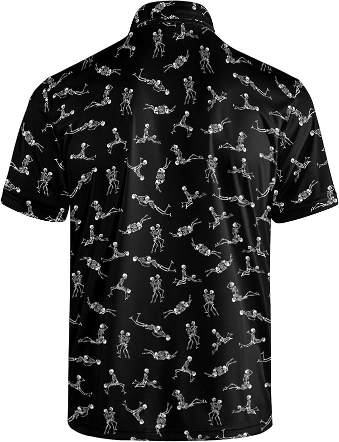 Golf Polo Shirts for Men Funny Print Short Sleeve Golf Shirts Performance Golf Polos