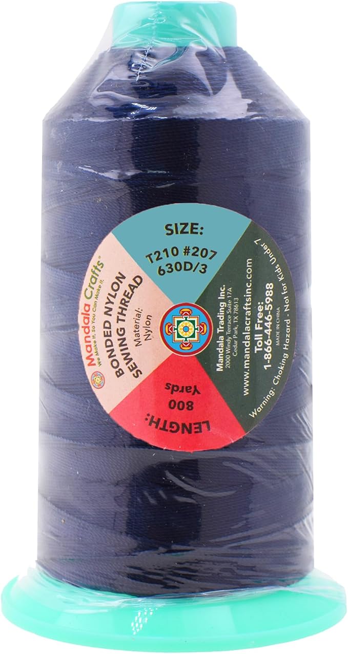 Mandala Crafts Bonded Nylon Thread Dark Blue Heavy Duty Sewing Threads - Image 3