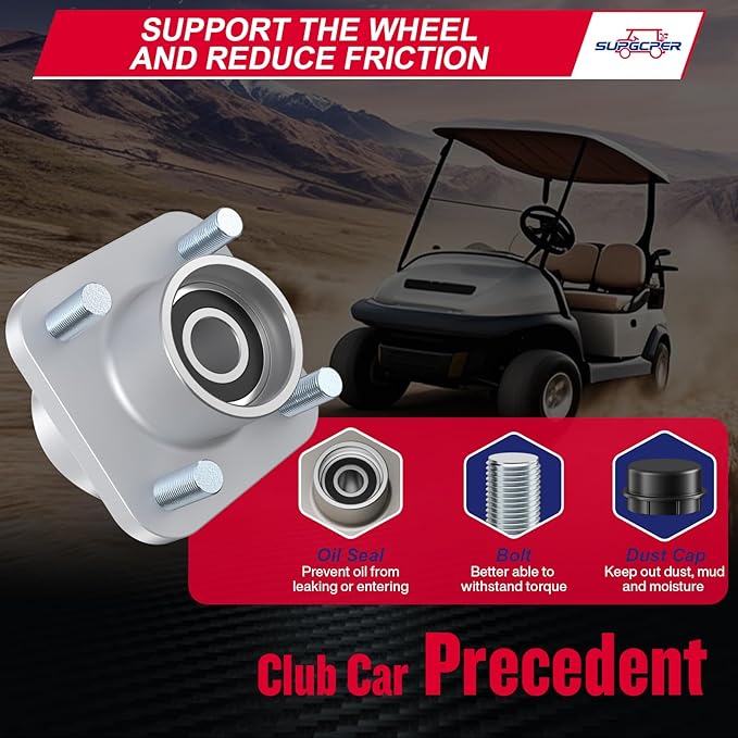 Deluxe Club Car Precedent Front End Repair Kit, Golf Cart Suspension Rebuild Kit for 2004-Up Precedent Gas&Electric, with Front Wheel Hub Bearing King Pin Bushings Full Sets