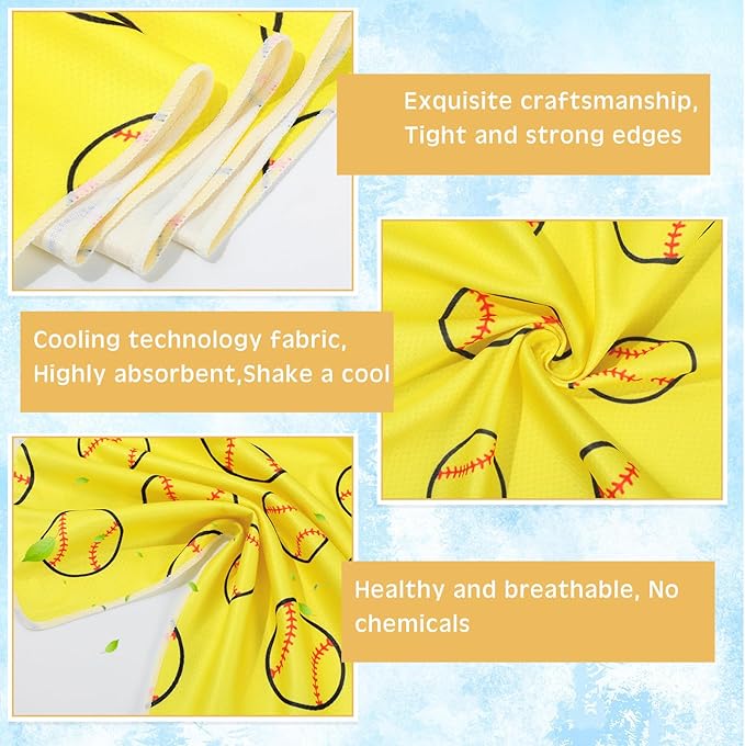 FuWeave 12 Pcs Cooling Towel 40 x 12 Inch Basketball Baseball Football Volleyball Soccer Softball Microfiber Fast Drying Towel for Gift Women Men