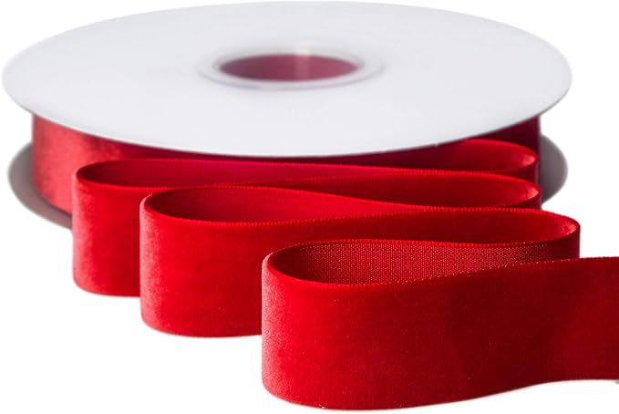 Ribbli Polyester Red Velvet Ribbon, 1 Inch, 10-Yard Spool, Use by Ribbli