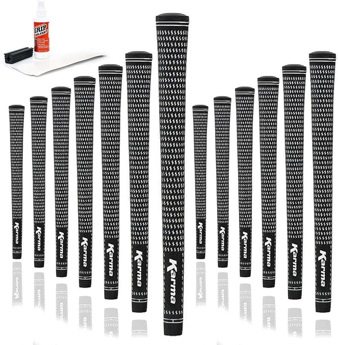 Karma Velour Golf Grips for Men, Women, Juniors | Undersize, Standard, Midsize, Oversize, & Jumbo | 6 Colors | Choose Single, 9, 13 Pack or Golf Club Grip Kit