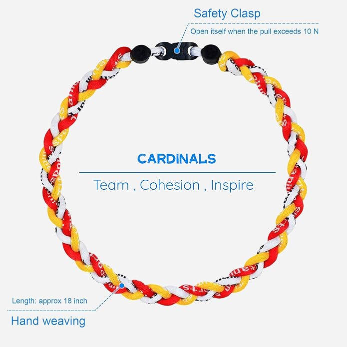 Baseball Rope Necklaces, League Team Colors Braided Necklace, Baseball Team Gifts