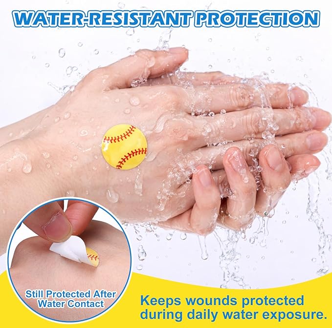 100 Pack Softball Bandages 1 Inch Round Softball Shape Dot Sports Adhesive Bandages for Small Wounds Scrapes First Aid Supplies for Athletes