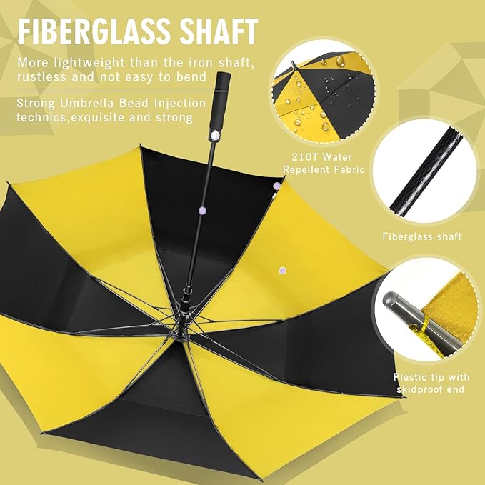 ZOMAKE Golf Umbrella Windproof, Extra Large Oversized Heavy Duty Double Canopy for Rain, Sports Games & Push Cart(51/54/62/68/72Inch)