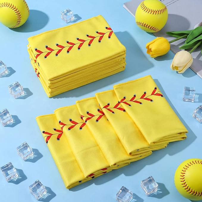 Chumia 18 Pcs 30 x 9 Inch Mini Softball Cooling Towel Accessories Softball Party Favors Ice Towel Breathable Chilly for Player Team Coach Team Gifts Goodie Bag Stuffers Sport Supplies