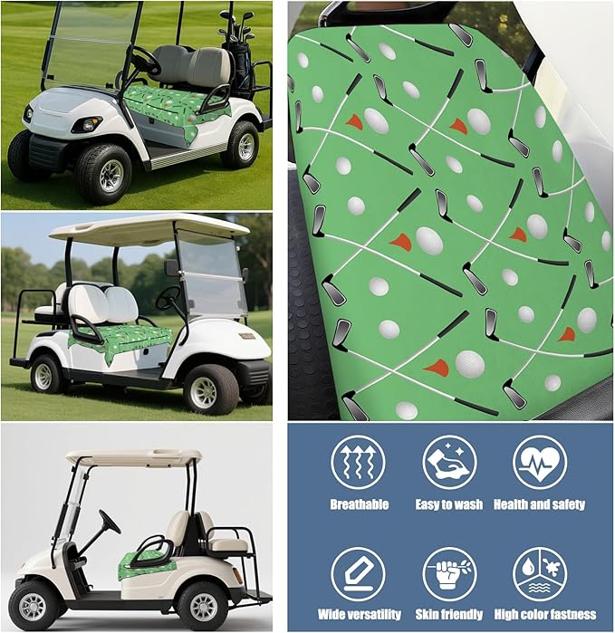 Golf Cart Seat Covers, Golf Cart Seat Towel Blanket for 2-Seat Golf Carts, Breathable Golf Cart Seat Cushions Golf Club Car Accessories 51'' x 31''