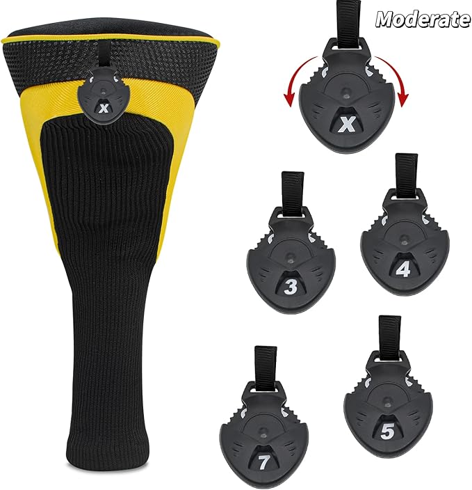 Golf Club Head Covers for Woods 3/4/5/6 Pieces Long Neck Mesh Sports Golf Club Headcovers Set with Interchangeable No. Tags 3 4 5 6 7 X Golf Accessories for Men Women