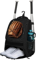 LARIPOP Youth Baseball Bag, Bat Backpack with Fence Hook & Separate Shoe Compartment, Waterproof Equipment Bag for Baseball, T-Ball & Softball