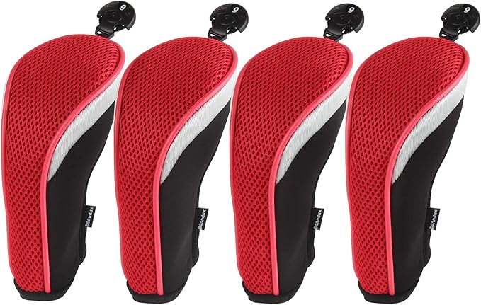 Andux Mesh Golf Hybrid Club Head Covers with Dial Number Tags, 4pcs/Set