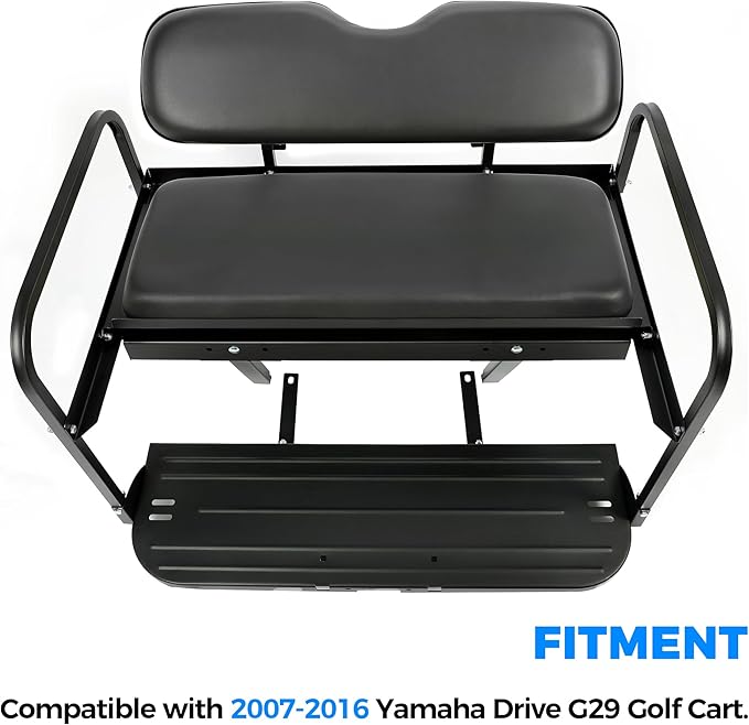 ECOTRIC Golf Cart Rear Seat Kit Compatible with 2007-2016 Yamaha Drive G29 Flip Up Folding down Back Seat Black