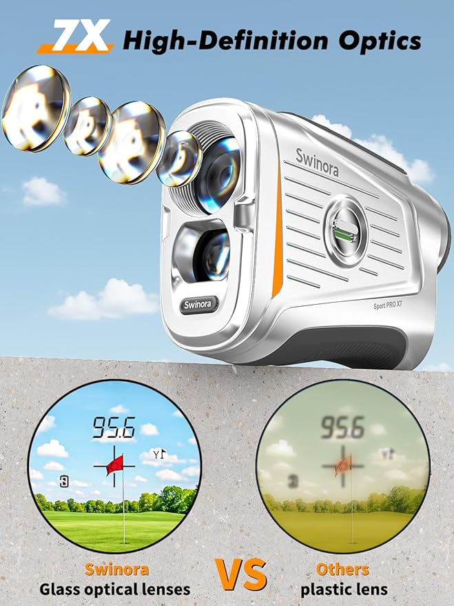 Magnetic Golf Rangefinder with Slope – 7X Magnification, 1300Y Range Finder Golf for All Levels, Fast Flag Lock Vibration, Rechargeable, Waterproof Golf Accessories for Men and Women