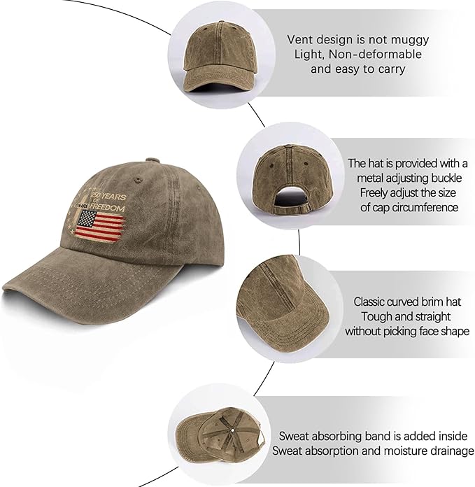 US 250 Years Freedoms 1776-2026 250th Birthday Embroidered Hats Garde Cap for Him