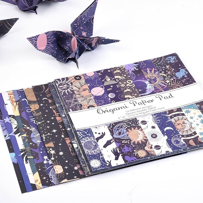 Origami Paper Kit 50 Sheets 70GSM 6 Inch Square Double Sided Color 50 Vivid - Image 4