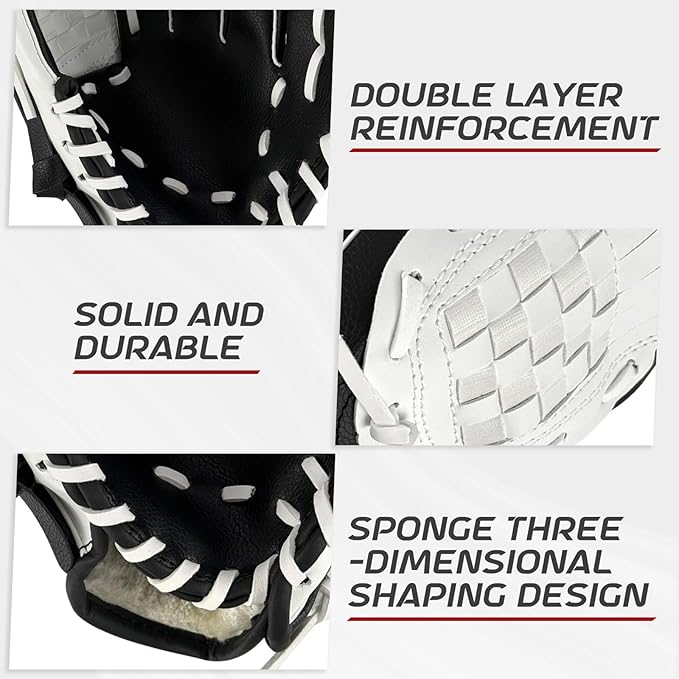 Baseball Glove + Ball Sets, Softball Glove, Baseball Mitt, 10.5''-12.5'' for Youth/Adult Training and Beginner Play, Synthetic Leather Softball Mitt