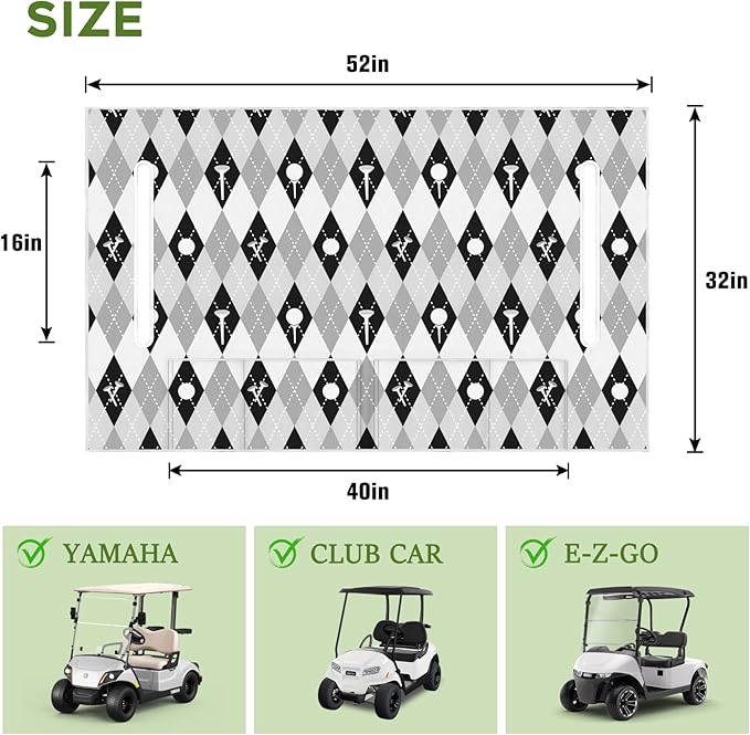 Golf Cart Seat Covers Club Car Golf Cart Accessories 4 Pockets Golf Carts Seat Towel Blanket for Men Women Golf Cart Decor
