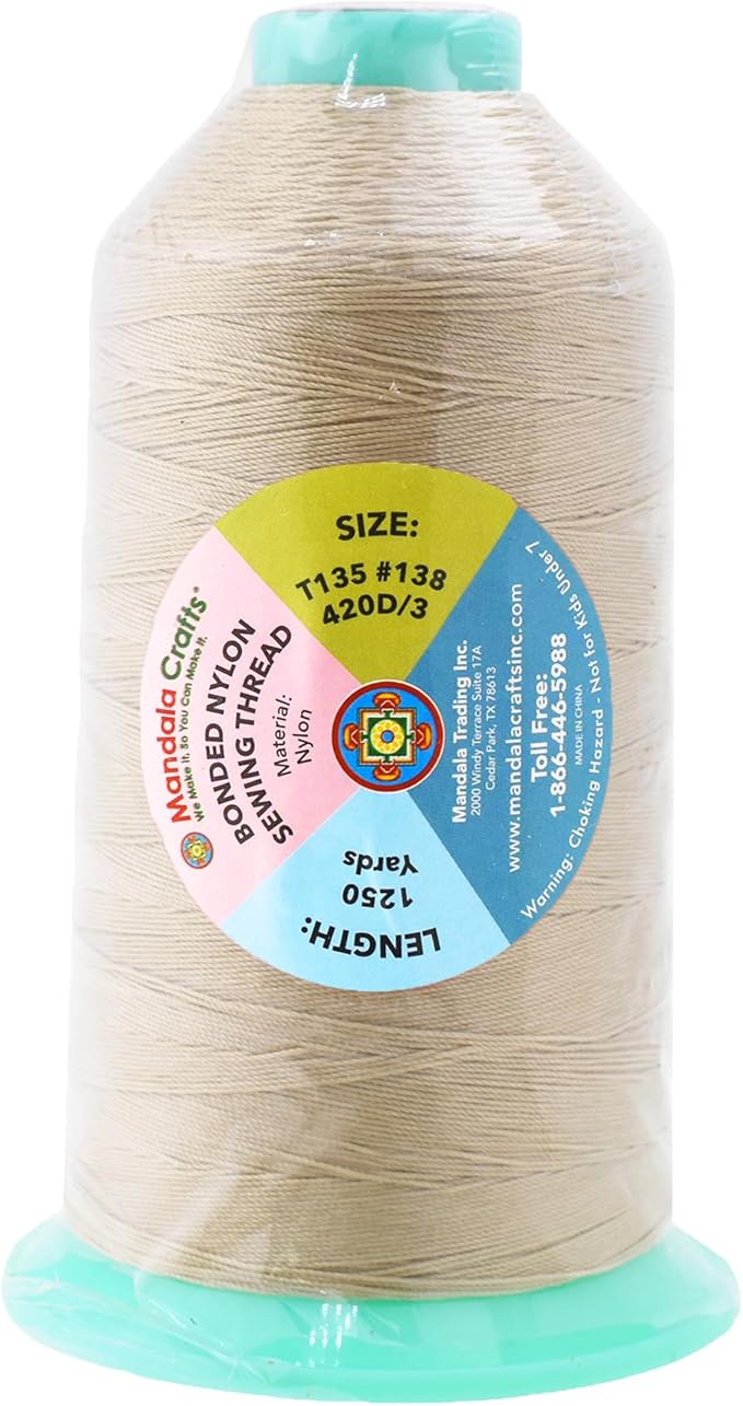 Mandala Crafts Bonded Nylon Thread Cream Heavy Duty Sewing Threads - Image 3