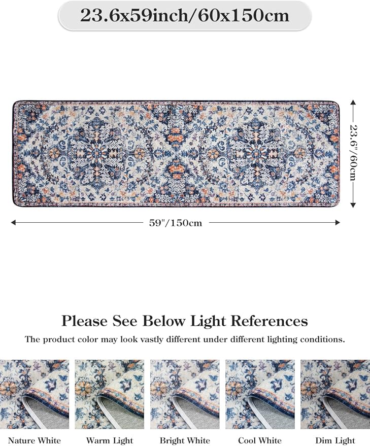 Lahome Washable Runner Rug, 2x5 Bohemian Kitchen Rug Runners Low Pile Bathroom - Image 2