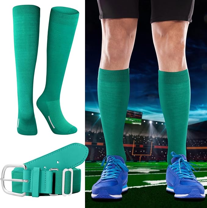 Haysandy Baseball or Softball Sock and Belt Combo Set 3 Football Baseball Socks with Softball Belt for Youth Boys Kids