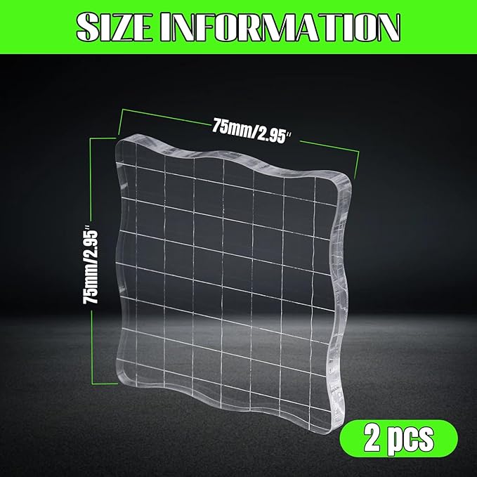 2Pcs Clear Stamp Blocks Set, 3 x 3 Inch Wave-Like Acrylic Blocks - Image 2