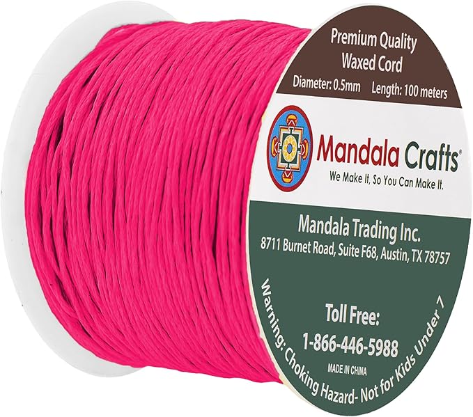 Mandala Crafts 0.5mm 109 Yards Hot Pink Cotton Waxed Cord - Image 2