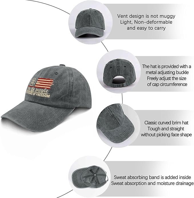 U.S. 250th Anniversary 250 Years Freedoms 1776-2026 Baseball Hats Funny