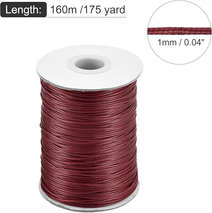 MECCANIXITY Waxed Cord 1mm Waxed Polyester Cord 175 Yard Wax String - Image 2