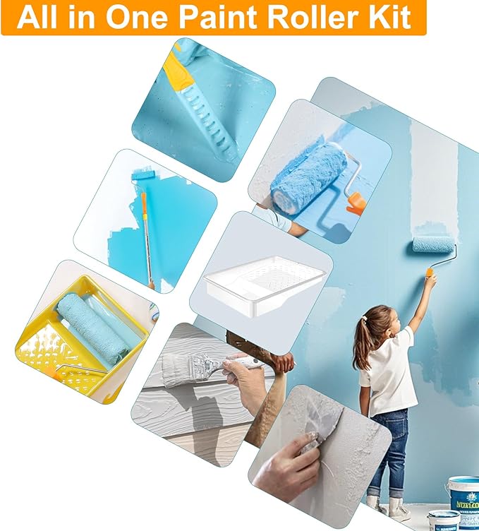 Paint Roller Kit with Extension Pole, Paint Brushes Set - Image 4
