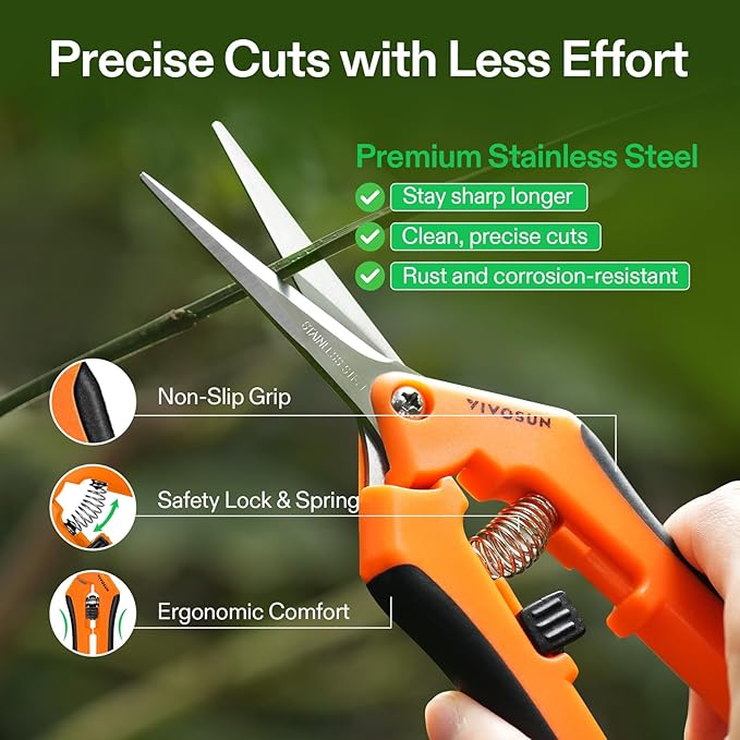 VIVOSUN 6.5 Inch Gardening Scissors Hand Pruner Pruning Shear - Image 4