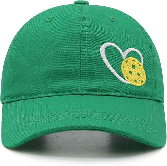 Pickleball Hat for Women Men, Adjustable Embroidered Heart Pickleball Baseball Cap