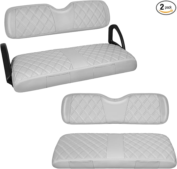 Golf Cart Seat Cover Front and Rear Set of 2 Fit EZGO RXV OEM Ordinary Cushion No Nails Required Easy to Install & Clean Gray Vinyl Leather Seat Covers