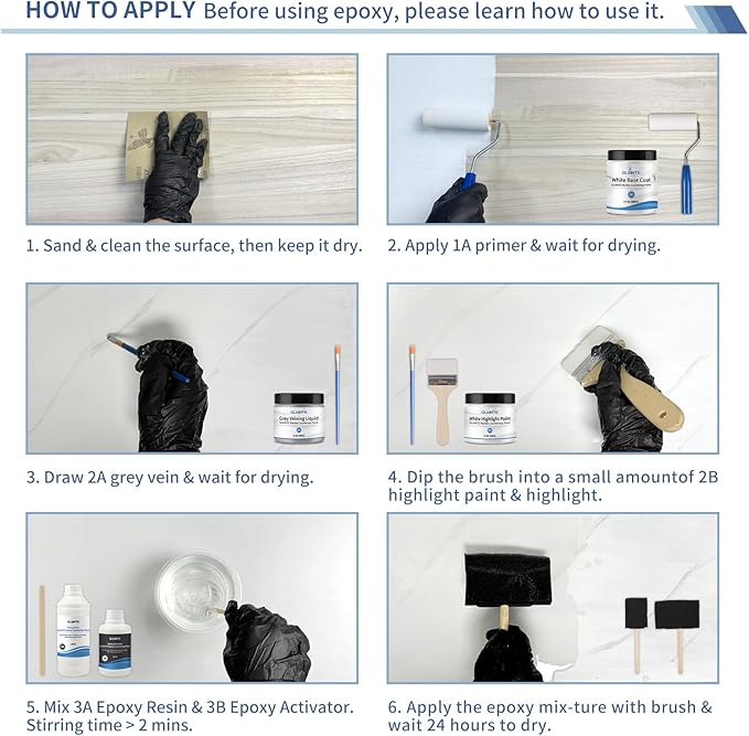 GLAINTE White Marble Countertop Paint Kit - Image 3