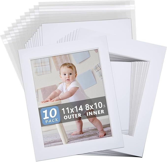 Somime 10 Pack White Photo Board 11x14 Mat by SOMIME