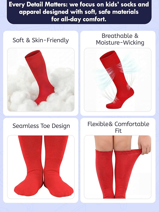 American Trends Kids Toddler Soccer Socks Youth Baseball Softball Football Socks Knee High Accessories for Girls