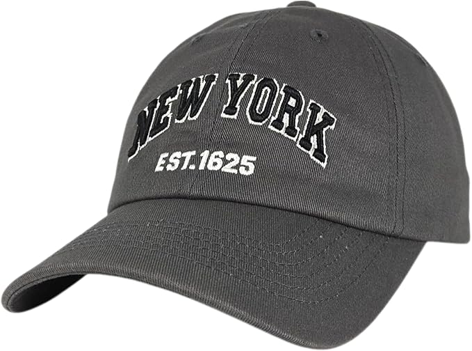 Elidan NY Dad Hat New York EST.1625 Cotton Cap, Adjust Buckle Strap, Unstructured Low-Profile NY Baseball Cap for Men & Women