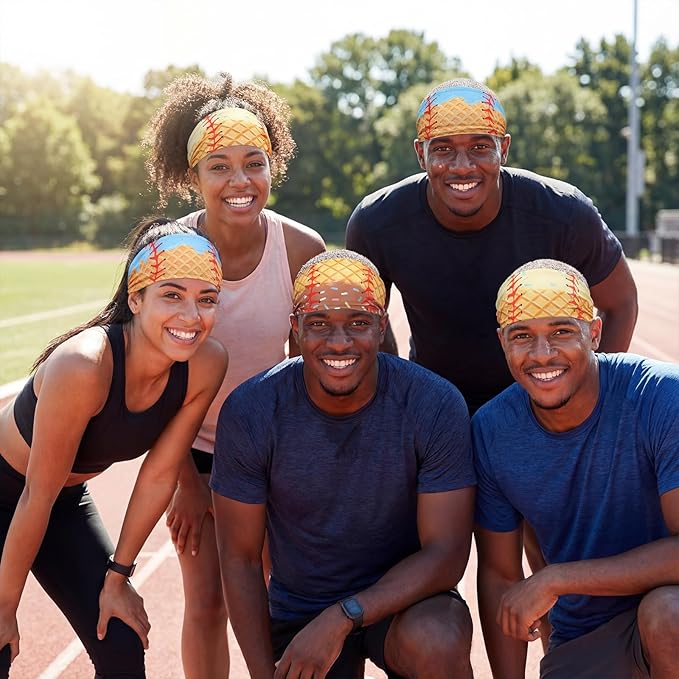 Shyyween 6 Pcs Baseball Headband Elastic Polyester Sweatband for Baseball Basketball Football Golf Headscarf Stuff Women Men Accessory Team Gift