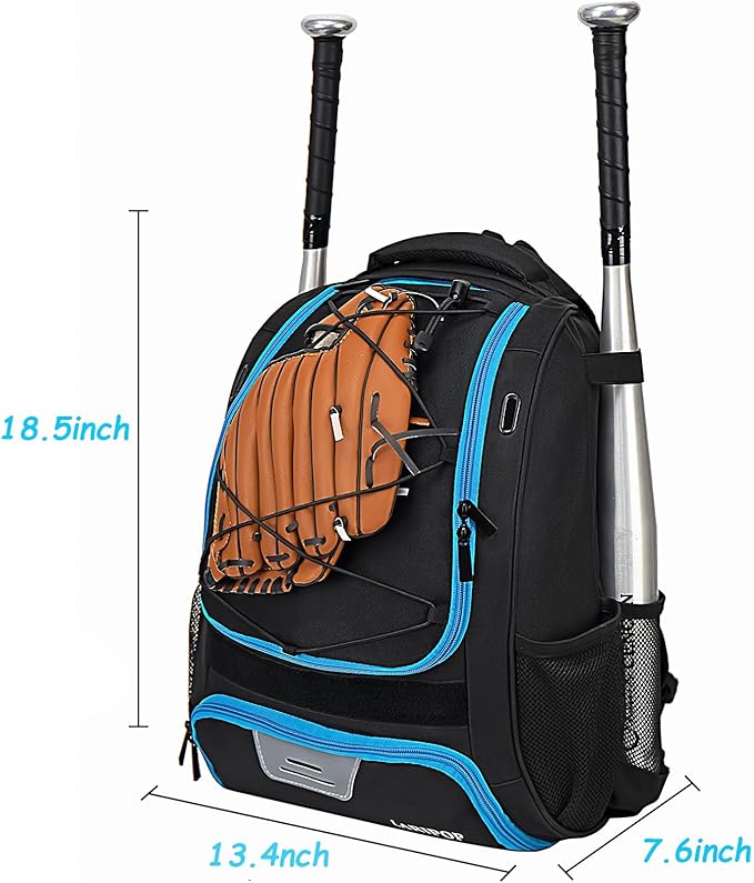 LARIPOP Youth Baseball Bag, Bat Backpack with Fence Hook & Separate Shoe Compartment, Waterproof Equipment Bag for Baseball, T-Ball & Softball