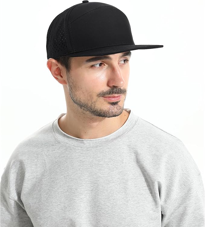 Quick Dry Baseball Cap Flat Brim Snapback Hat Sun and Rain Protection Golf Hat for Men Women
