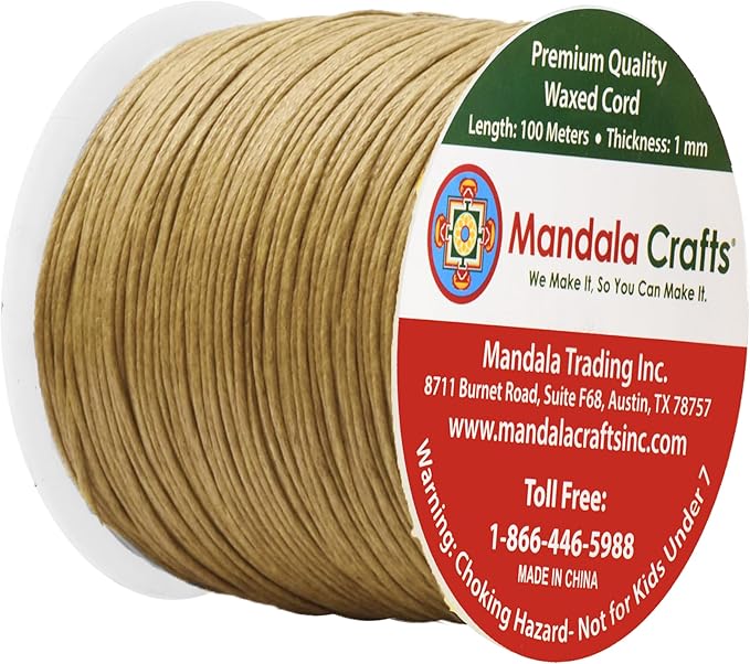 Mandala Crafts 1mm 109 Yards Tan Cotton Waxed Cord - Image 2