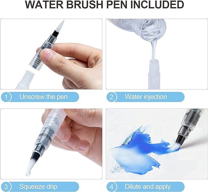 ParKoo Watercolor Brush Pens, 24 Colors Flexible Real Nylon Brush Tip Pens - Image 4