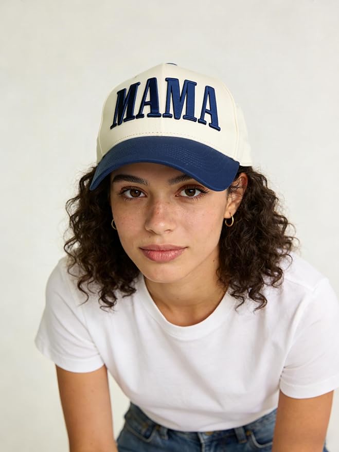 Womens Mama Trucker Hat, Vintage Snapback Mom Baseball Cap, Trendy New Mom Gifts Mothers Day Outfits for Mommin