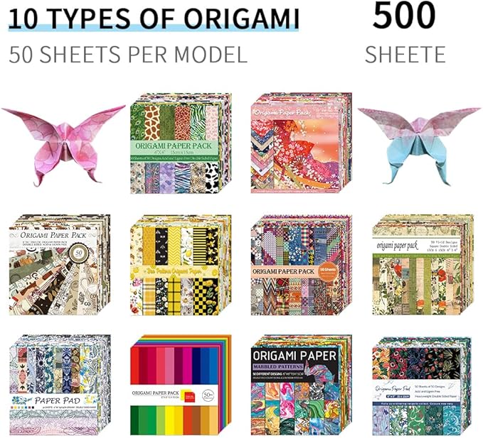 Mifuner 10 Pack/Sets Origami Paper Kit Double Sided 6 Inch Japanese Chiyo - Image 3